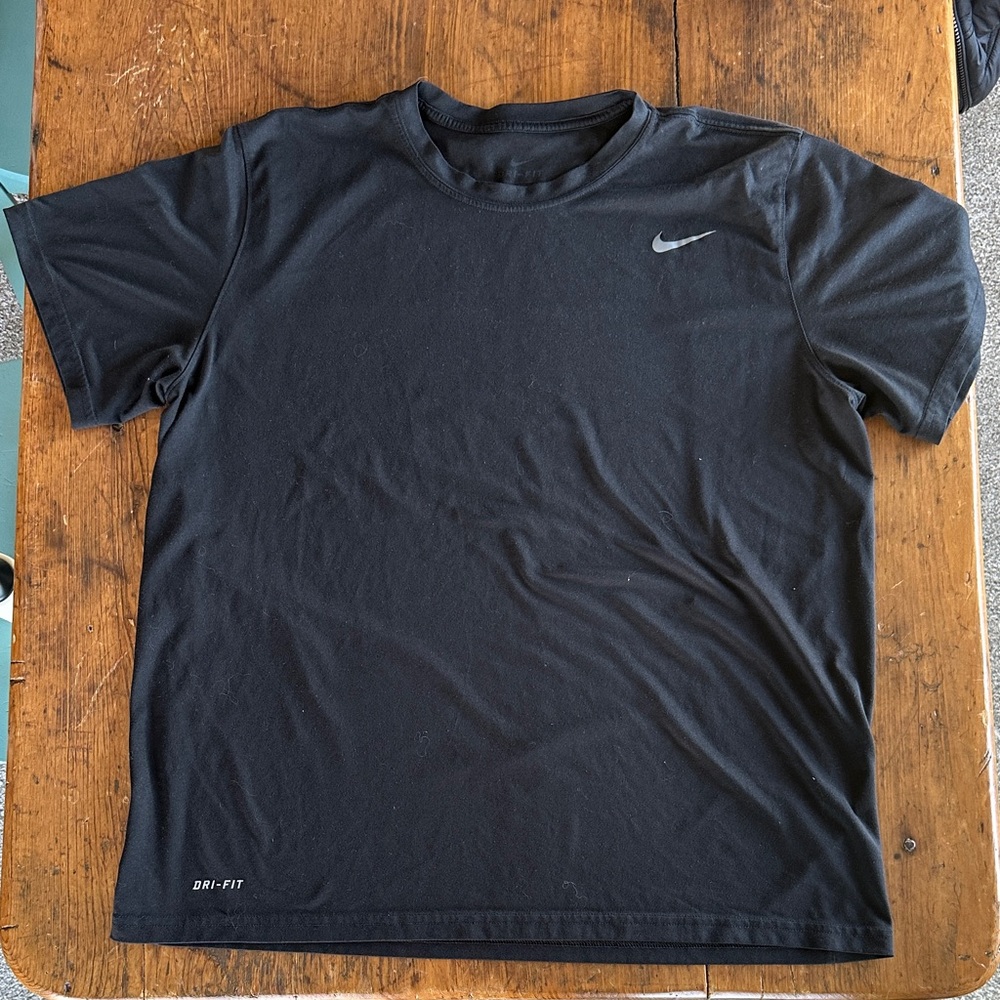 Nike Black Short Sleeve Dri-FIT Crew Tee with Silver Swoosh